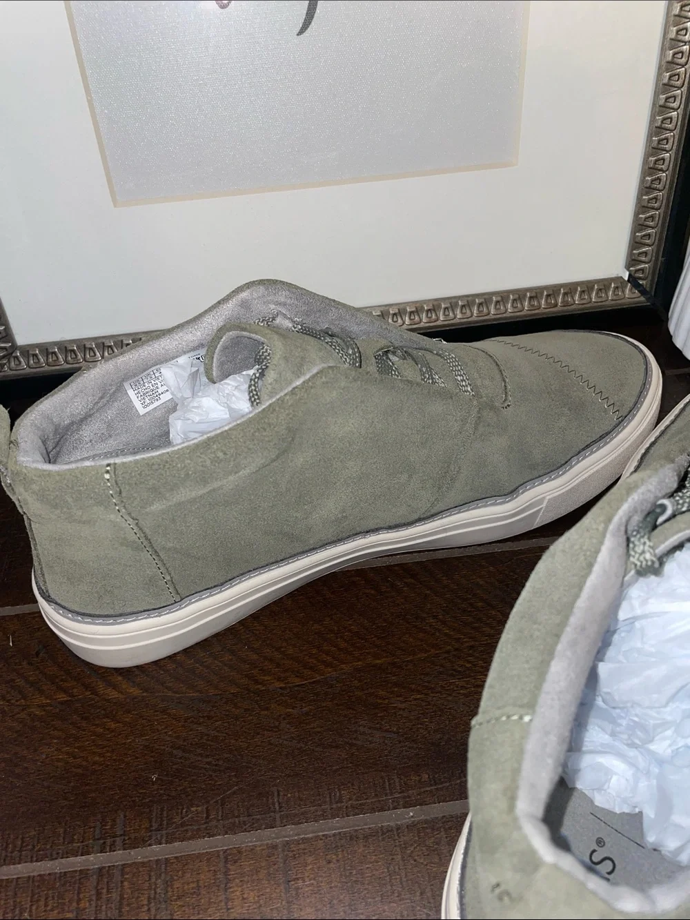 Toms Riley Trainers Olive Green Suede Low-Top Women’s Sneakers Size 9.5